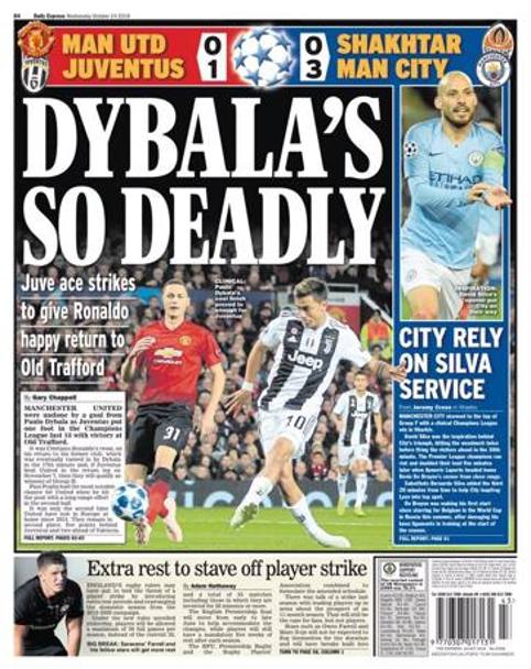 Daily Express - “Dybala è così mortale. L’asso della Juve coplisce per dare a Ronaldo un felice ritorno a Old Trafford.